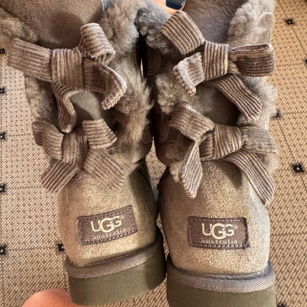 Gray UGG Bailey Bow Boots